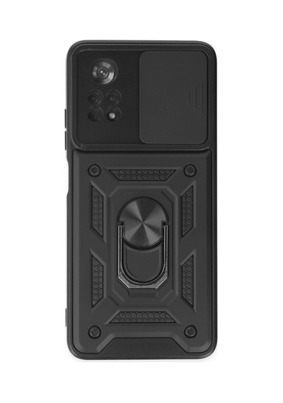Poco X4 Pro 5g Kılıf Pars Lens Yüzüklü Silikon - Siyah Bz8683140441241