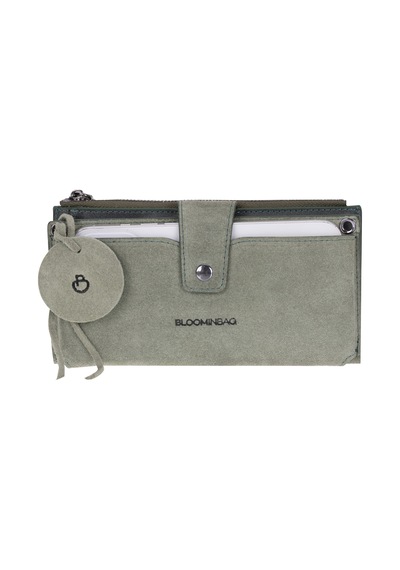 Bloominbag Mint Still Lozan Hakiki Süet Çapraz Askılı Telefon Bölmeli Cüzdan Çanta Yeşil