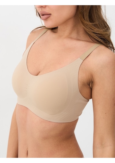 Alya Underwear Kadın Dikişsiz Sütyen Çıkarılabilir Yuvarlak Kaplı Lazer Kesim Görünmez Sütyen Siyah Taş Rengi