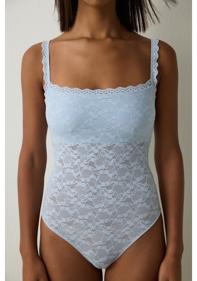 Penti Açık Mavi Kare Yaka Balensiz Çıkarılabilir Kaplı Bodysuit Be89