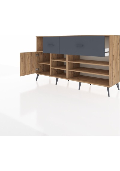 Hyperion Konsol 6 Raflı 2 Çekmeceli Tek Kapaklı 176x44x99 Çam-ça Çam-çam/antrasit Hyperion Konsol 6 Raflı 2 Çekmeceli Tek Kapaklı 176x44x99 Çam-ça Çam-çam/antrasit