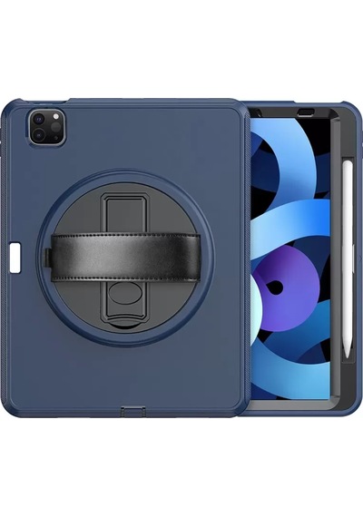 Apple iPad Uyumlu Pro 11 2018 Kılıf Hand Strap Tablet Kılıfı - Lacivert Arka Kapak