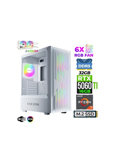 Fazeon Astra X600 R7-7700X 32 GB 1 TB M.2 NVMe SSD 16 GB RTX5060Ti Free Dos Masaüstü Oyuncu Bilgisayarı