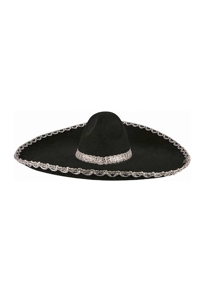 Sombrero Meksika Şapkası Mariachi Gümüş Şeritli Yetişkin Boy