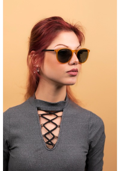 Fleur Unisex Matte Mustard Güneş Gözlüğü Füme - 296294878 İki Renk