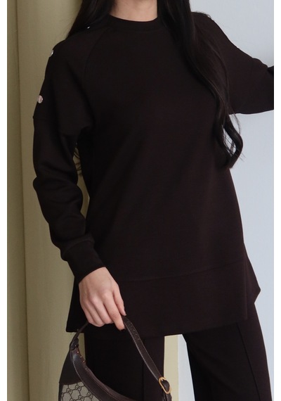 Balenbi Omuz Çıtçıt Detaylı Bisiklet Yaka Oversize Modal Tesettür Takım 1178 Kahverengi Balenbi Omuz Çıtçıt Detaylı Bisiklet Yaka Oversize Modal Tesettür Takım 1178 Kahverengi