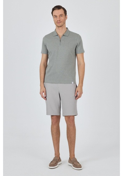 Koyu Yeşil Kısa Kol Düz Suprem Polo Yaka Cepsiz Pamuklu Casual Slim Fit Tişört 1011250164 700 Koyu Yeşil