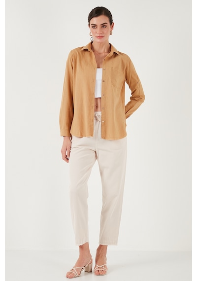 Lela Pamuklu Regular Fit Cepli Bayan Gömlek Cf25S16992 Camel