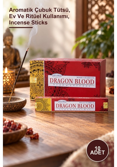 10 Adet Dragon Blood Aromalı Çubuk Tütsü 15 Gr Aromatik Çubuk Tütsü, Ev Ve Ritüel Kullanımı, Incense Sticks