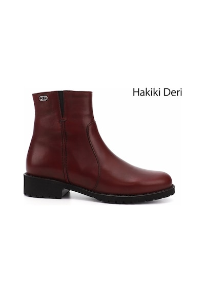 Gönderi(R) Gönderi R Bordo Antik Fermuarlı Kauçuk Taban Hakiki Deri Bot Bordo