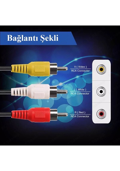 3RCA Erkek 3 RCA Erkek Kompozit Ses Video AV Kablosu - 5 Metre
