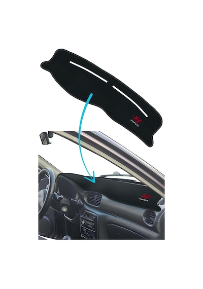 Hyundai Accent Yumurta Kasa Uyumlu Siyah Torpido Kaplama Koruma Halısı Örtüsü 1996-2000