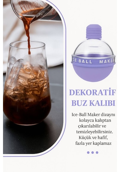 Dev Buz Topu Kalıbı İçeceklerinizi Uzun Süre Soğuk Tutan Buz Küresi Kalıbı 1 Adet Silikon Çok Diğer