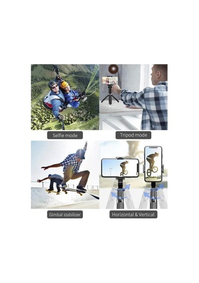 Akıllı Yayın Çerçeve Tripod Çok Amaçlı Kumandalı 360 Derece Gimbal Selfie Çubuğu Q08 Siyah