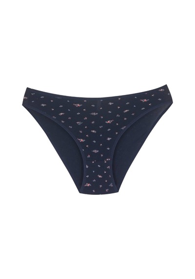18001-1 Kadın 7'li Flowers Bikini Külot Paketi V6-lacivert Mix Çok Renkli