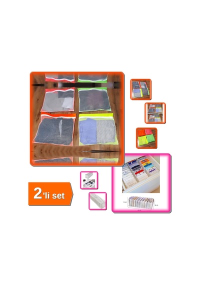 4 Adet 4 Renk Fermuarlı Bavul İçi Düzenleyici + 11 Gözlü Akordiyon Çekmece Düzenleyici - 2li Set T4h Belirtilmemiş