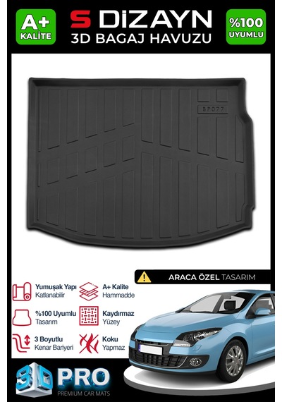 S-dizayn Renault Megane 3 3d Pro Bagaj Havuzu 2009-2016 A+ Kalite