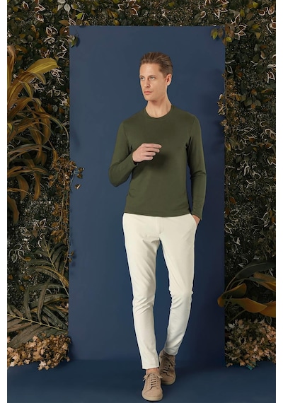 Efor Ts 870 Slim Fit Haki Spor T-shirt Haki