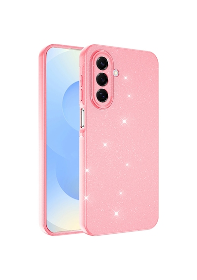 Galaxy Uyumlu A17 Kılıf Kamera Korumalı Simli Lüks Sys Koton Kapak - Açık Pembe Açık Pembe