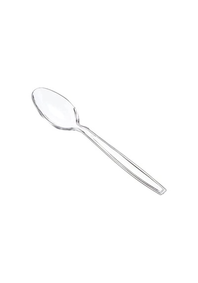 Sert Kalın Plastik Kaşık 100 Adet Lüks Şeffaf Kaşık