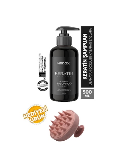 Nedox Yıpranmış Saçlar Için Keratinli Saç Bakım Şampuanı 500 ML + Saç Masaj Tarağı