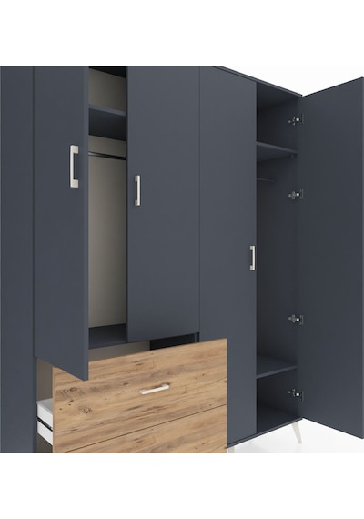 Hyperion Gardrop 4 Raflı 2 Çekmeceli 2 Askılı 176x44x221 Antrasit-antrasit/çam Beyaz Hyperion Gardrop 4 Raflı 2 Çekmeceli 2 Askılı 176x44x221 Antrasit-antrasit/çam Beyaz