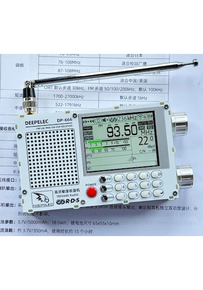 Dp-666 Deepelec Tef6686 Radyo Yüksek Hassasiyet Tam Bant Fm Am Lw Mw Sw Kısa Dalga Esp32 Rds 2,8 İnç Ips Lcd