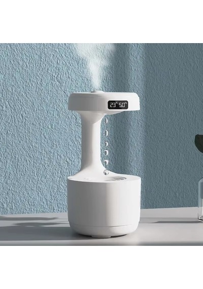 Anti Gravity Su Damlası Efektli Ultrasonik Hava Nemlendirici 600 Ml Dijital Ekran, Gece Işığı Ve Usb Kullanım