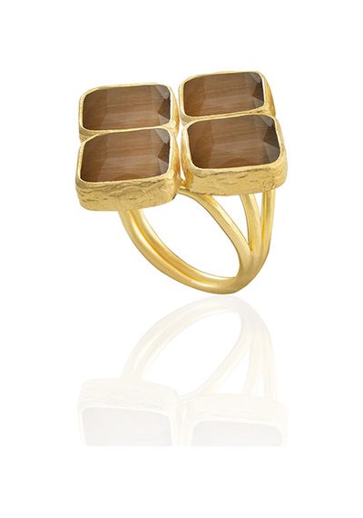 Kadir Jewellery 22 Ayar Altın Kaplama Kadın Zirkon Taşlı Yüzük Kahverengi 94582273