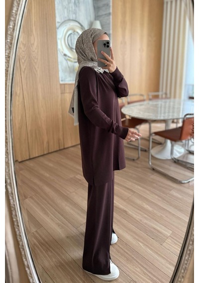 Kahijab Arlena Premium Rayon Takım - Kahverengi Kahverengi