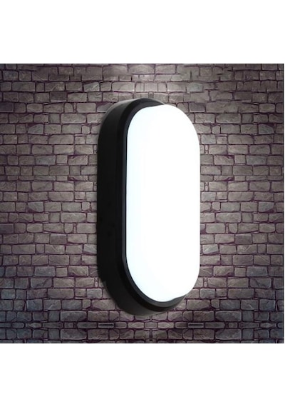 Horoz Aydos 20w Oval Siyah Led Nem Su Geçirmez Banyo Bahçe Modern Tavan Lambası Beyaz Işık Siyah