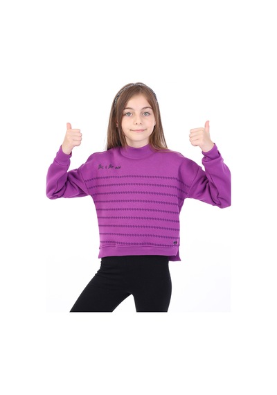 Toontoy Kids Toontoy Kız Çocuk Baskılı Sweatshirt Mor
