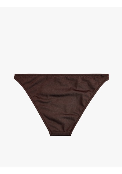 Koton Koton X Şahika Ercümen - Straight Fit Parlak Bikini Altı Kahverengi 6sak00248mm Kahve