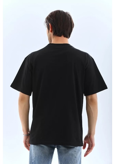 Veraura Lifestyle Unisex Oversize Düz Bisiklet Yaka T-shirt - Siyah