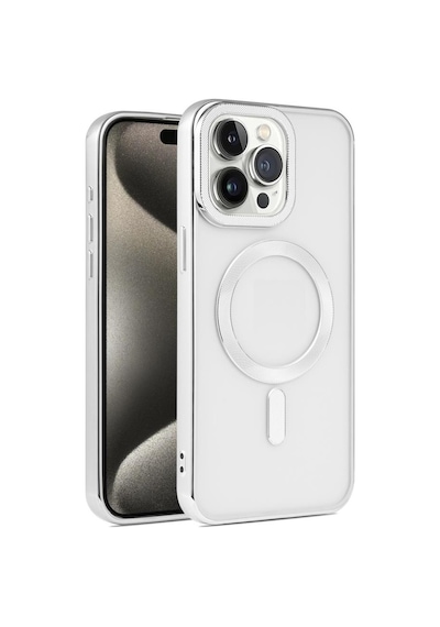 Apple Uyumlu iPhone 15 Pro Max Kılıf Pütür Dizayn Magsafe Şeffaf Krns Case