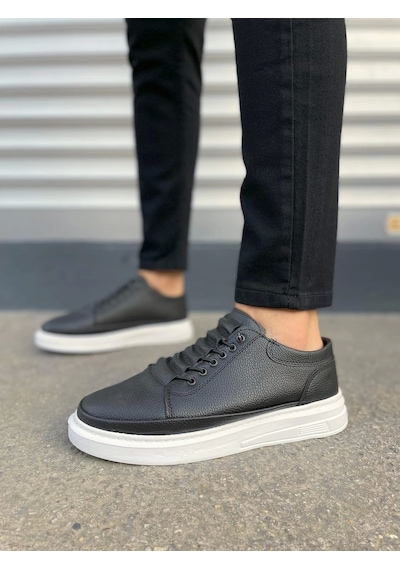 Jy0535 Prime Bağcıklı Cilt Erkek Günlük Sneaker Ayakkabı Cbt - Siyah Siyah