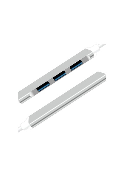 C-809 Macbook İle Uyumlu İçe Aktarım Alüminyum Gövde Type-c To 4 Usb Port 3.0 Splitter 5 Gbps Çevirici Hub Adaptör Gümüş .