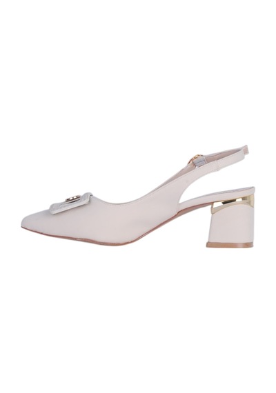 Esracan 2804 5cm Slingback Kadın Topuklu Ayakkabı Krem