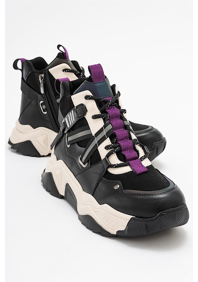 Luvishoes Clara Siyah Mor Kadın Spor Bot Mor - Siyah