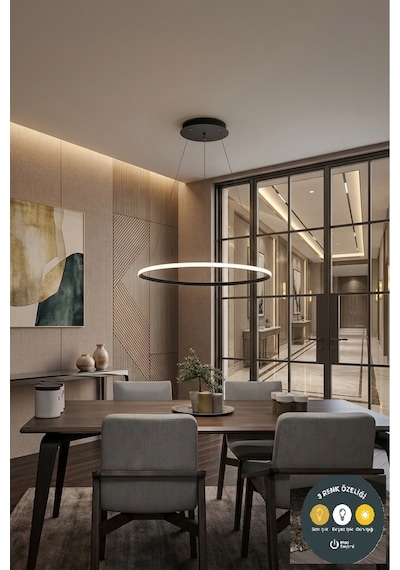 Selene Siyah 3 Renk Led Sarkıt Avize Salon, Antre, Hol Ve Mutfak İçin