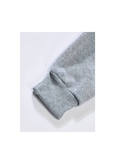 Medinenur Kalp Desenli Kapüşonlu Sweatshirt Gri
