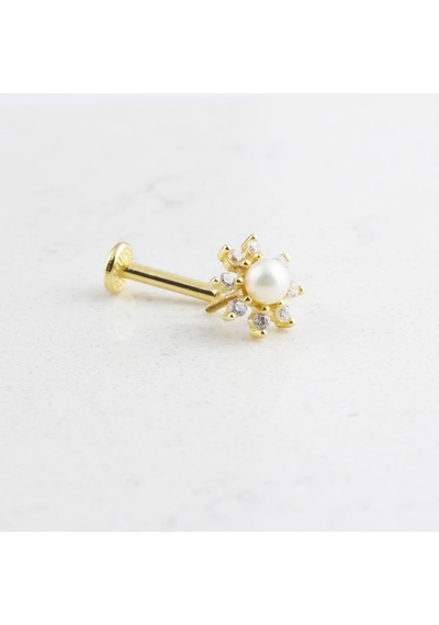 Glorria Altın İnci Tragus Piercing Çok Renkli