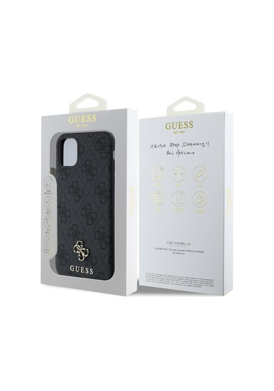 Apple Uyumlu iPhone 11 Kılıf Guess Lisanslı Magsafe Şarj Özellikli Small 4g Classic Kapak Siyah