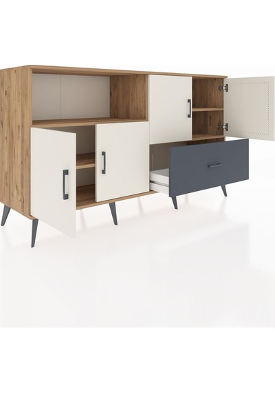 Hyperion Konsol 4 Raflı Tek Çekmeceli 4 Kapaklı 176x44x99 Çam-ayt Çam-aytaşı/antrasit Hyperion Konsol 4 Raflı Tek Çekmeceli 4 Kapaklı 176x44x99 Çam-ayt Çam-aytaşı/antrasit
