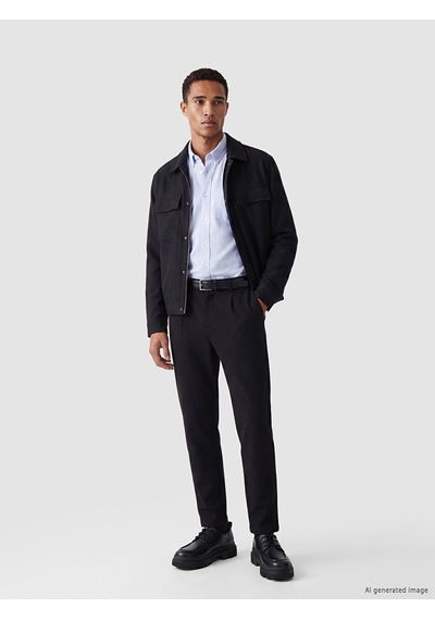 Lcw Vision Lacivert Regular Fit Gömlek Yaka Erkek Mont