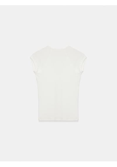 Dilvin 32894 V Yaka Fit T-shirt-ekru