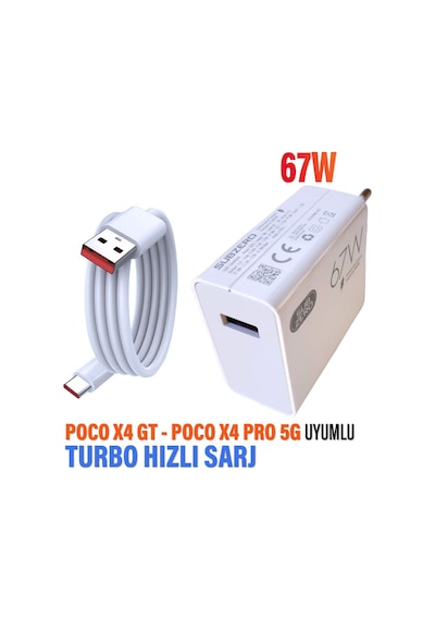 Poco X4 Gt - Poco X4 Pro 5g Uyumlu 67w Turbo Hızlı Şarj Aleti