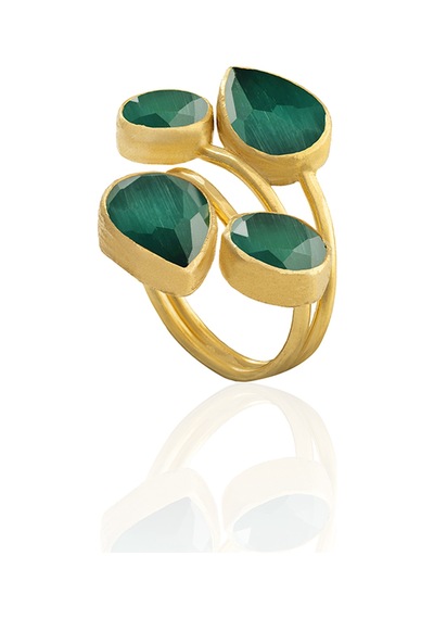 Kadir Jewellery 22 Ayar Altın Kaplama Zirkon Taşlı Kadın Vintage Yüzük Ördek Yeşil 26289431