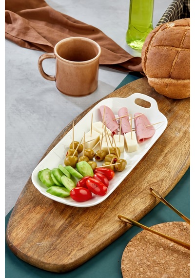 31 Cm Porselen Kulplu Sunum Ve Kahvaltılık Tabağı Beyaz - 757308163 Beyaz