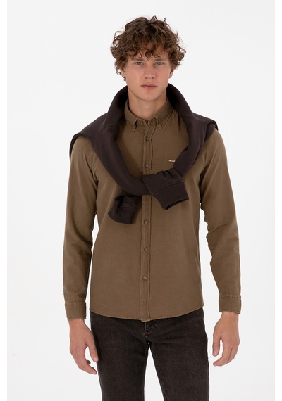 U.s. Polo Assn. Erkek Haki Gömlek Desenli 50308390-vr027 Haki
